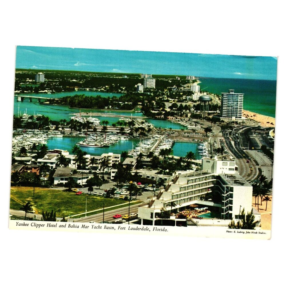 Vintage Postcard Yankee Clipper Hotel Bahia Mar Yacht Basin Fort Lauderdale FL